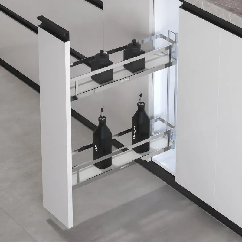 Fixed Bottle Pullout for Efficient Storage for a CluttFree Kitchen | Basket: Chrome |Size:150 MM | Mounted